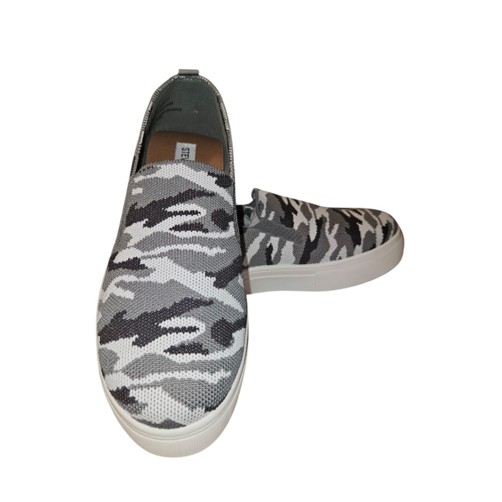 Steve Madden Chunky Maygee Gray Camo Slip On Shoes SZ 8 New